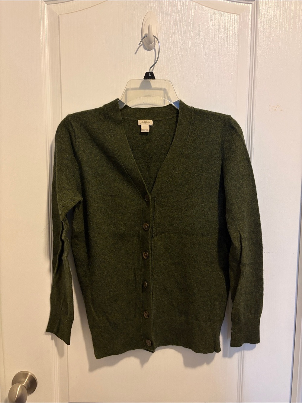 J. Crew Factory Green Button-Up V-Neck Cardigan